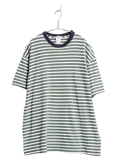 90s TEE JAYS ボーダー 半袖 Tシャツ メンズ XL 程/ オールド ヘビーウェイト コットン トップス カットソー 大きいサイズ マルチカラー