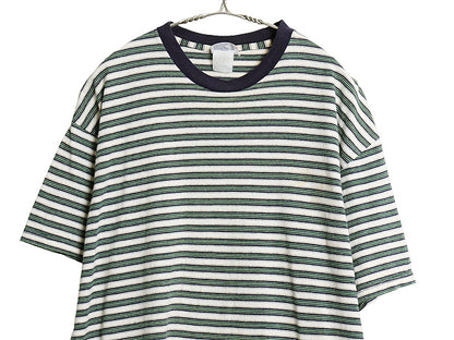 90s TEE JAYS ボーダー 半袖 Tシャツ メンズ XL 程/ オールド ヘビーウェイト コットン トップス カットソー 大きいサイズ マルチカラー