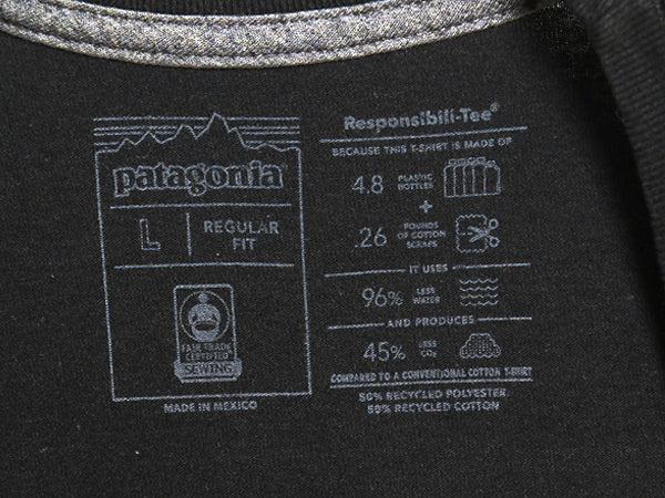 パタゴニア ポケット付き 両面 プリント 半袖 Tシャツ メンズ L / 20年製 アウトドア ポケT グラフィック アート バックプリント ブラック
