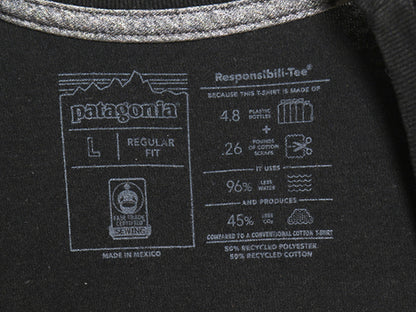パタゴニア ポケット付き 両面 プリント 半袖 Tシャツ メンズ L / 20年製 アウトドア ポケT グラフィック アート バックプリント ブラック