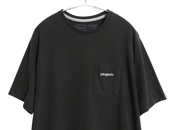 パタゴニア ポケット付き 両面 プリント 半袖 Tシャツ メンズ L / 20年製 アウトドア ポケT グラフィック アート バックプリント ブラック