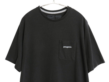 パタゴニア ポケット付き 両面 プリント 半袖 Tシャツ メンズ L / 20年製 アウトドア ポケT グラフィック アート バックプリント ブラック