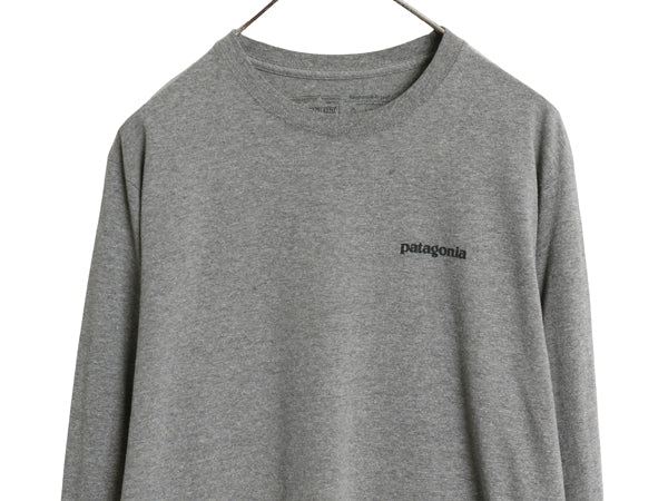 パタゴニア 両面 プリント 長袖 Tシャツ メンズ M 18年製 アウトドア ロンT ロングスリーブ P6 バックプリント ボックスロゴ カットソー 灰