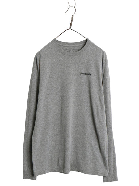 パタゴニア 両面 プリント 長袖 Tシャツ メンズ M 18年製 アウトドア ロンT ロングスリーブ P6 バックプリント ボックスロゴ カットソー 灰