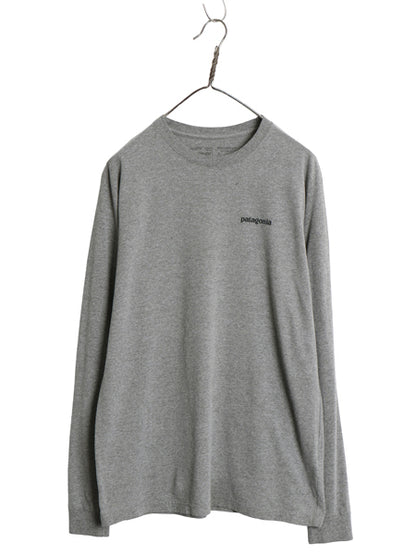 パタゴニア 両面 プリント 長袖 Tシャツ メンズ M 18年製 アウトドア ロンT ロングスリーブ P6 バックプリント ボックスロゴ カットソー 灰