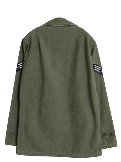 60s 米軍実物 US AIR FORCE コットン サテン ユーティリティ シャツ メンズ M 程/ 64年製 ヴィンテージ ミリタリー 軍物 筒袖 2nd OG107 