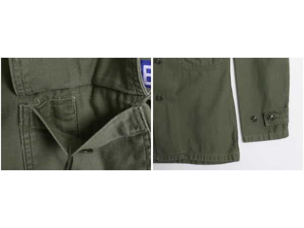 60s 米軍実物 US AIR FORCE コットン サテン ユーティリティ シャツ メンズ M 程/ 64年製 ヴィンテージ ミリタリー 軍物 筒袖 2nd OG107 