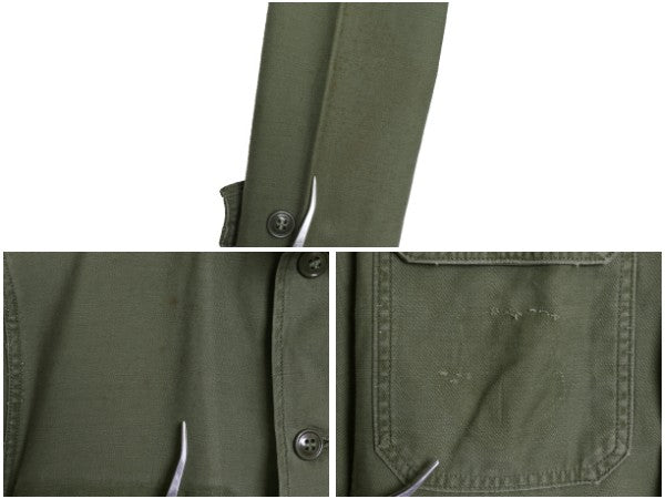 60s 米軍実物 US AIR FORCE コットン サテン ユーティリティ シャツ メンズ M 程/ 64年製 ヴィンテージ ミリタリー 軍物 筒袖 2nd OG107 