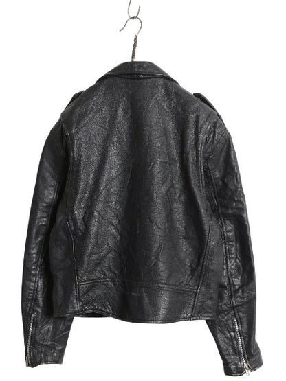 80s 90s パキスタン製 ウィルソンズ 本革 レザー ダブル ライダース ジャケット メンズ L オールド ブルゾン 革ジャン パキジャン 黒 中綿