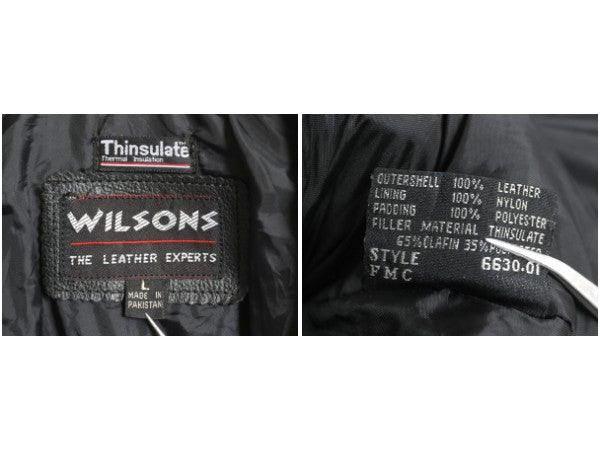 80s 90s パキスタン製 ウィルソンズ 本革 レザー ダブル ライダース ジャケット メンズ L オールド ブルゾン 革ジャン パキジャン 黒 中綿