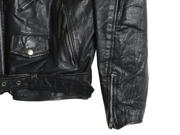 80s 90s パキスタン製 ウィルソンズ 本革 レザー ダブル ライダース ジャケット メンズ L オールド ブルゾン 革ジャン パキジャン 黒 中綿