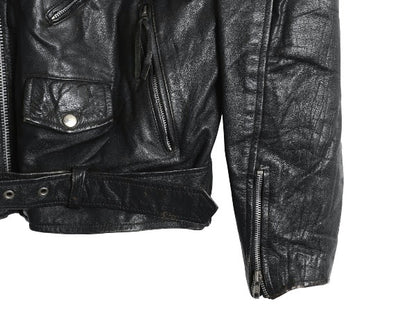 80s 90s パキスタン製 ウィルソンズ 本革 レザー ダブル ライダース ジャケット メンズ L オールド ブルゾン 革ジャン パキジャン 黒 中綿