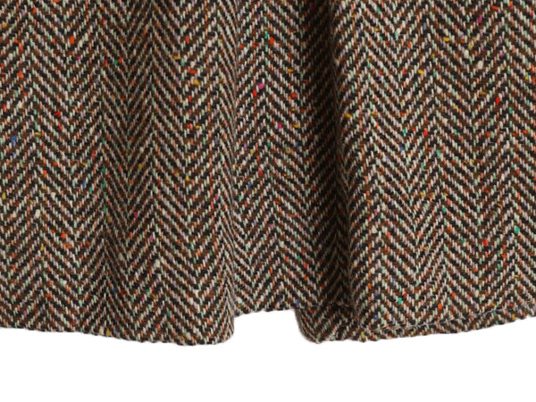 70s ハンドメイド ツイード チェスター コート レディース M 程 ヴィンテージ ウール ロングコート フィールド ベルト付き マルチカラー