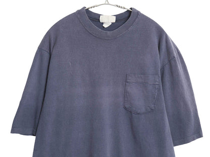 90s エアロポステール ポケット付き 無地 半袖 Tシャツ メンズ XL / オールド ポケT ブランク トップス 大きいサイズ 紺 フェイド 雰囲気系