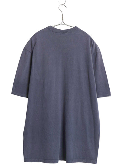 90s エアロポステール ポケット付き 無地 半袖 Tシャツ メンズ XL / オールド ポケT ブランク トップス 大きいサイズ 紺 フェイド 雰囲気系