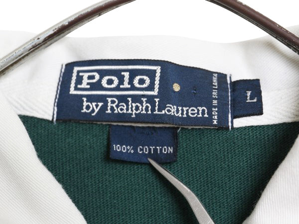 90s ポロ ラルフローレン 長袖 ラガーシャツ メンズ L オールド ラグビー 長袖シャツ ポロシャツ カットソー ヘビーウェイト ワンポイント