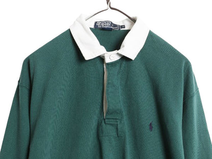 90s ポロ ラルフローレン 長袖 ラガーシャツ メンズ L オールド ラグビー 長袖シャツ ポロシャツ カットソー ヘビーウェイト ワンポイント