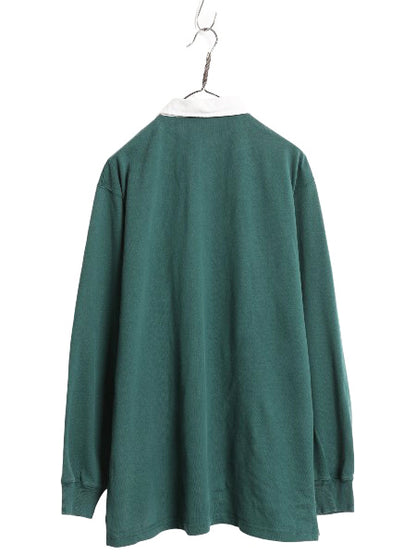 90s ポロ ラルフローレン 長袖 ラガーシャツ メンズ L オールド ラグビー 長袖シャツ ポロシャツ カットソー ヘビーウェイト ワンポイント