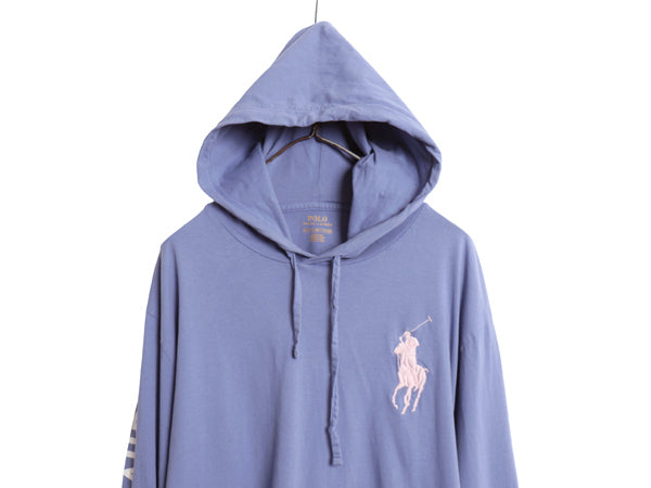 ビッグポニー ポロ ラルフローレン フード付き 長袖 Tシャツ メンズ XXL コットン ロンT フード パーカー プルオーバー 薄手 大きいサイズ