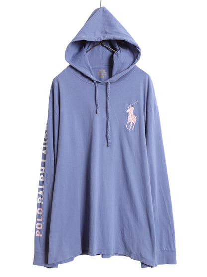 ビッグポニー ポロ ラルフローレン フード付き 長袖 Tシャツ メンズ XXL コットン ロンT フード パーカー プルオーバー 薄手 大きいサイズ