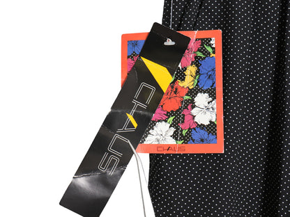 デッドストック 90s CHAUS ドット 総柄 イージー パンツ レディース M / オールド 100％ レーヨン ゆったり ストレート テーパード 黒 水玉