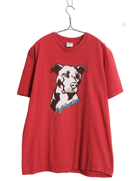 22SS USA製 シュプリーム ピットブル イラスト プリント Tシャツ メンズ M / グラフィック アート アニマル 犬 ドッグ ヘビーウェイト 赤