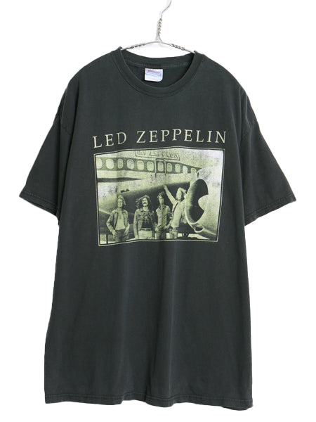 00s レッドツェッペリン フォト プリント Tシャツ メンズ XL 古着 オールド バンド ロック アート イラスト グラフィック 大きいサイズ 黒