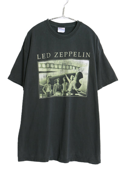 00s レッドツェッペリン フォト プリント Tシャツ メンズ XL 古着 オールド バンド ロック アート イラスト グラフィック 大きいサイズ 黒