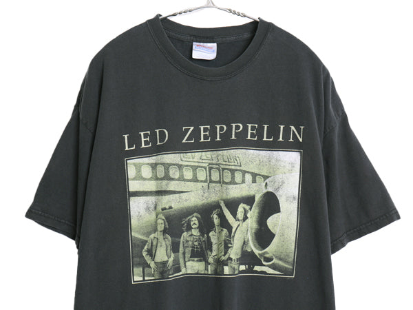00s レッドツェッペリン フォト プリント Tシャツ メンズ XL 古着 オールド バンド ロック アート イラスト グラフィック 大きいサイズ 黒