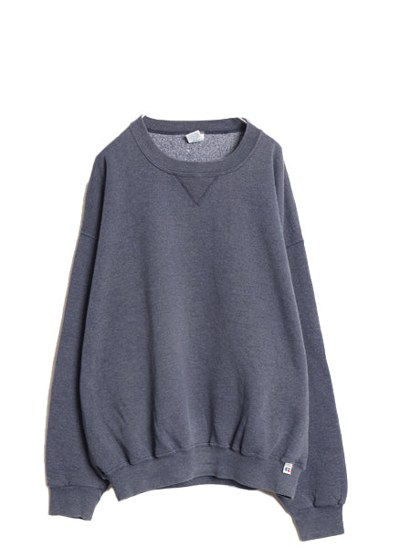 90s ラッセル 無地 スウェット メンズ レディース XXL オールド トレーナー 前V 裏起毛 ワンポイント クルーネック ブランク 大きいサイズ