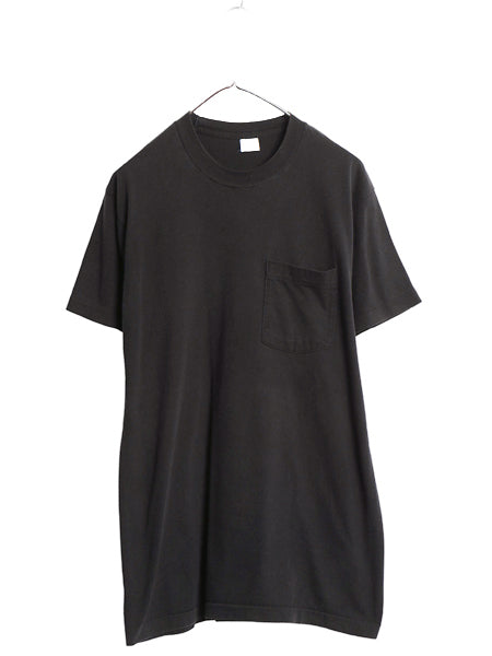 80s USA製 フルーツオブザルーム ポケット付き 無地 半袖 Tシャツ メンズ XL 程 古着 ヴィンテージ ポケT 耳付き ブランク 大きいサイズ 黒