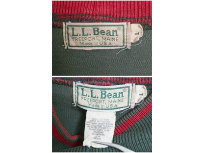 80s USA製 エルエルビーン モックネック ボーダー 長袖 Tシャツ メンズ L ヴィンテージ ロンT ラガーシャツ 素材 ヘビーウェイト コットン