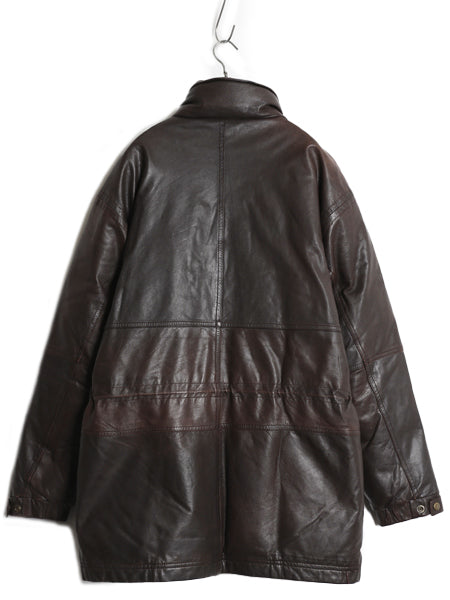 70s 80s ★ エディーバウアー 本革 レザー ダウン ジャケット メンズ M / 古着 ヴィンテージ 黒タグ 革ジャン ハーフ コート フルジップ 茶