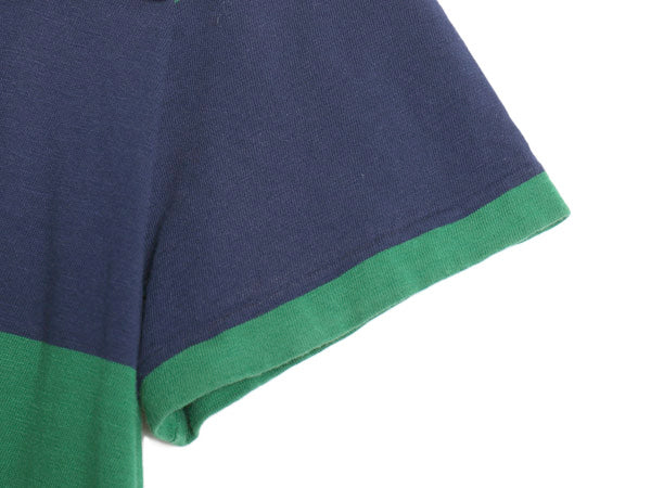 00s ポロ ラルフローレン ワイド ボーダー 半袖 Tシャツ メンズ M オールド コットン シングルステッチ カットソー ワンポイント ツートン
