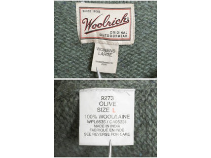 90s ウールリッチ Vネック ニット セーター レディース L 旧タグ オールド ウール 無地 ミドルゲージ シンプル カットソー タイプ グリーン