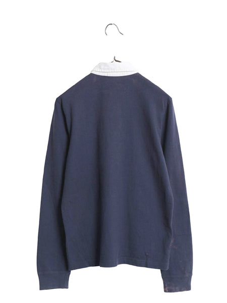 ラルフローレン 長袖 ラガーシャツ レディース L / 古着 ポロ ラグビー 長袖シャツ ポロシャツ ワンポイント カットソー ゆったり ネイビー