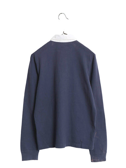 ラルフローレン 長袖 ラガーシャツ レディース L / 古着 ポロ ラグビー 長袖シャツ ポロシャツ ワンポイント カットソー ゆったり ネイビー