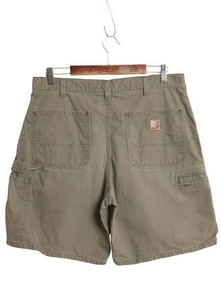 カーハート ペインター ショートパンツ メンズ 34 コットン キャンバス ショーツ 短パン ワーク ダック ハーフパンツ ワンポイント 廃盤 茶