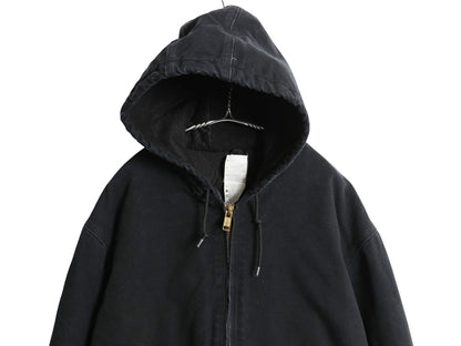 00s US企画 カーハート アクティブ ジャケット メンズ XL オールド ワーク ダック パーカー 中綿 キルティング ライナー ブルゾン ブラック