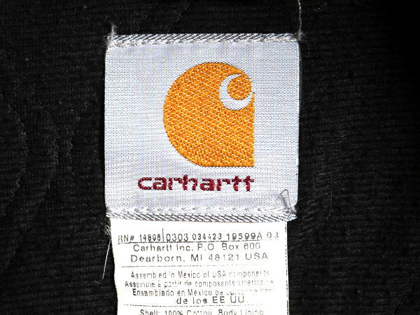 00s US企画 カーハート アクティブ ジャケット メンズ XL オールド ワーク ダック パーカー 中綿 キルティング ライナー ブルゾン ブラック