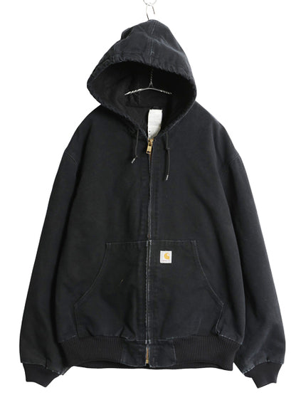 00s US企画 カーハート アクティブ ジャケット メンズ XL オールド ワーク ダック パーカー 中綿 キルティング ライナー ブルゾン ブラック