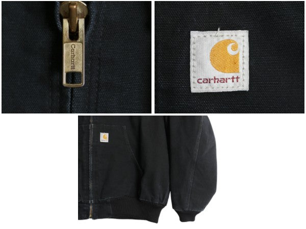 00s US企画 カーハート アクティブ ジャケット メンズ XL オールド ワーク ダック パーカー 中綿 キルティング ライナー ブルゾン ブラック