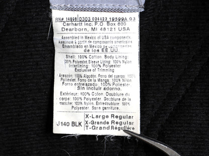 00s US企画 カーハート アクティブ ジャケット メンズ XL オールド ワーク ダック パーカー 中綿 キルティング ライナー ブルゾン ブラック