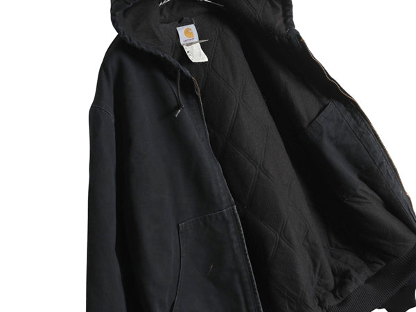 00s US企画 カーハート アクティブ ジャケット メンズ XL オールド ワーク ダック パーカー 中綿 キルティング ライナー ブルゾン ブラック