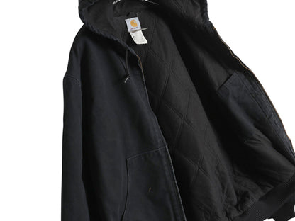 00s US企画 カーハート アクティブ ジャケット メンズ XL オールド ワーク ダック パーカー 中綿 キルティング ライナー ブルゾン ブラック