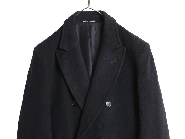 90s イギリス製 Gloverall ダブル チェスター コート メンズ L / オールド メルトン ウール フィールド ロングコート きれいめ 濃紺 英国製