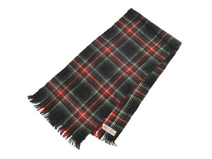 70s イギリス製 高級 100% カシミヤ マフラー メンズ レディース 古着 ヴィンテージ タータン チェック フリンジ付き 英国王室 ワラント