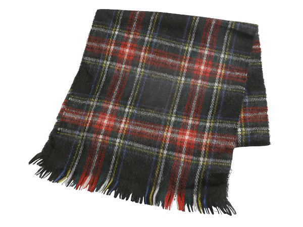 70s イギリス製 高級 100% カシミヤ マフラー メンズ レディース 古着 ヴィンテージ タータン チェック フリンジ付き 英国王室 ワラント