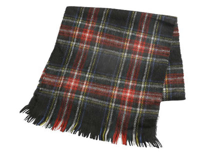 70s イギリス製 高級 100% カシミヤ マフラー メンズ レディース 古着 ヴィンテージ タータン チェック フリンジ付き 英国王室 ワラント
