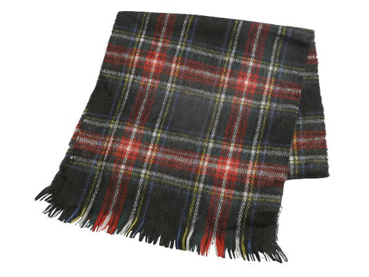 70s イギリス製 高級 100% カシミヤ マフラー メンズ レディース 古着 ヴィンテージ タータン チェック フリンジ付き 英国王室 ワラント